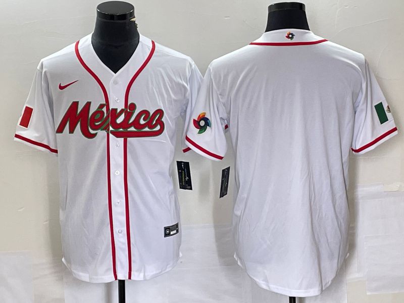 Men 2023 World Cub Mexico Blank White Nike MLB Jersey14